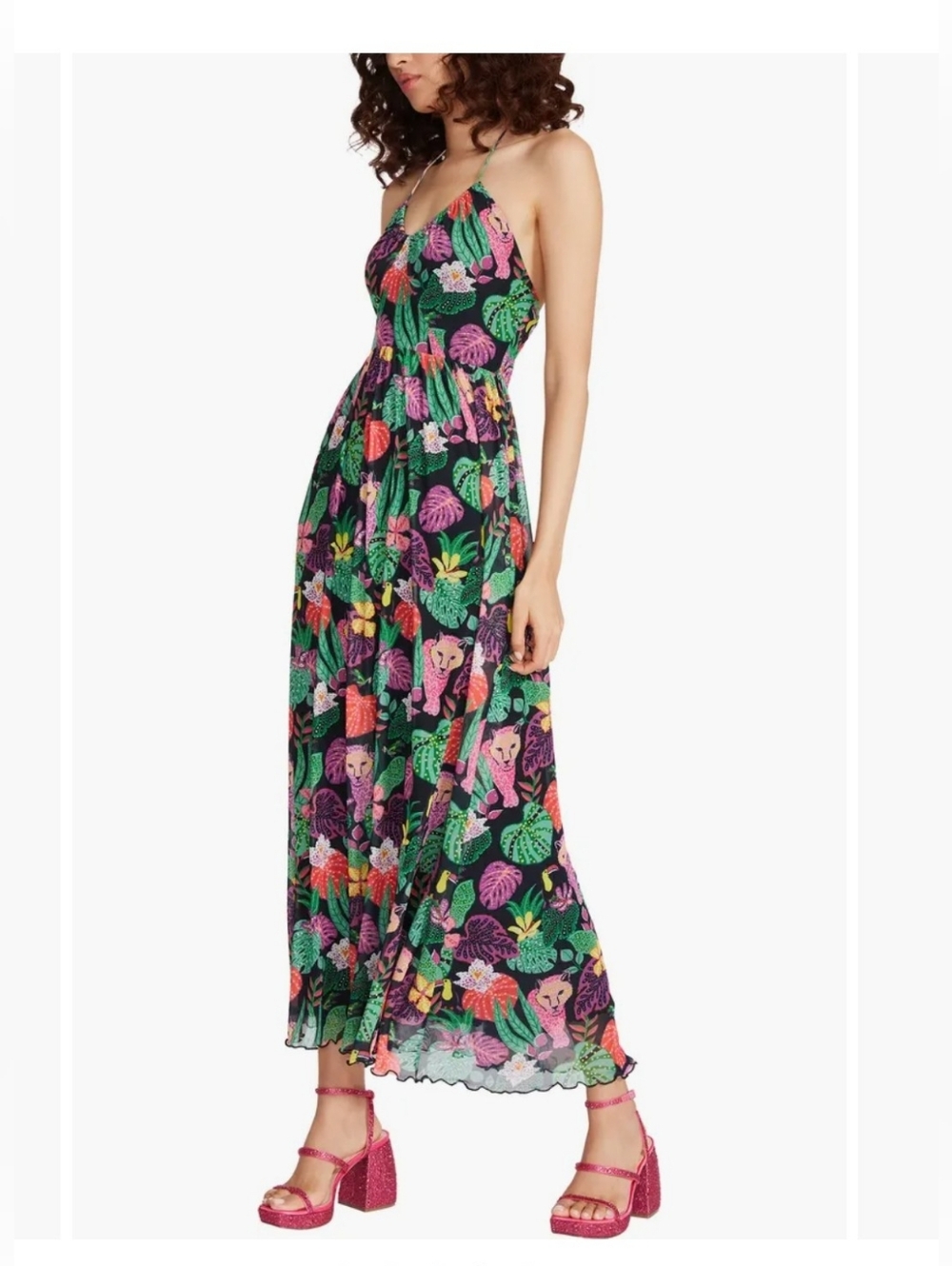 NWT! Betsey Johnson Summer Resort Boho Women's Tropical Print Maxi Dress Small